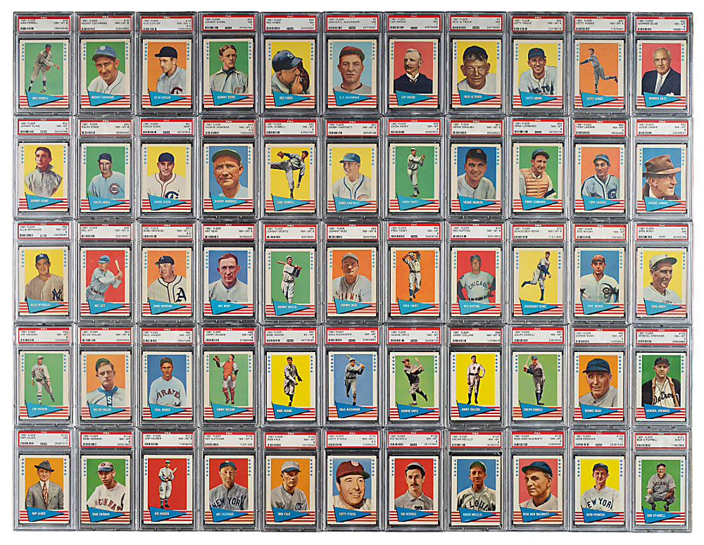 1961-1962 Fleer All-Time Greats Complete Set (154) Including 74 PSA- and SGC-Graded Cards