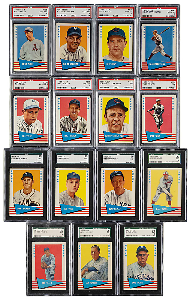 1961-1962 Fleer All-Time Greats Complete Set (154) Including 74 PSA- and SGC-Graded Cards