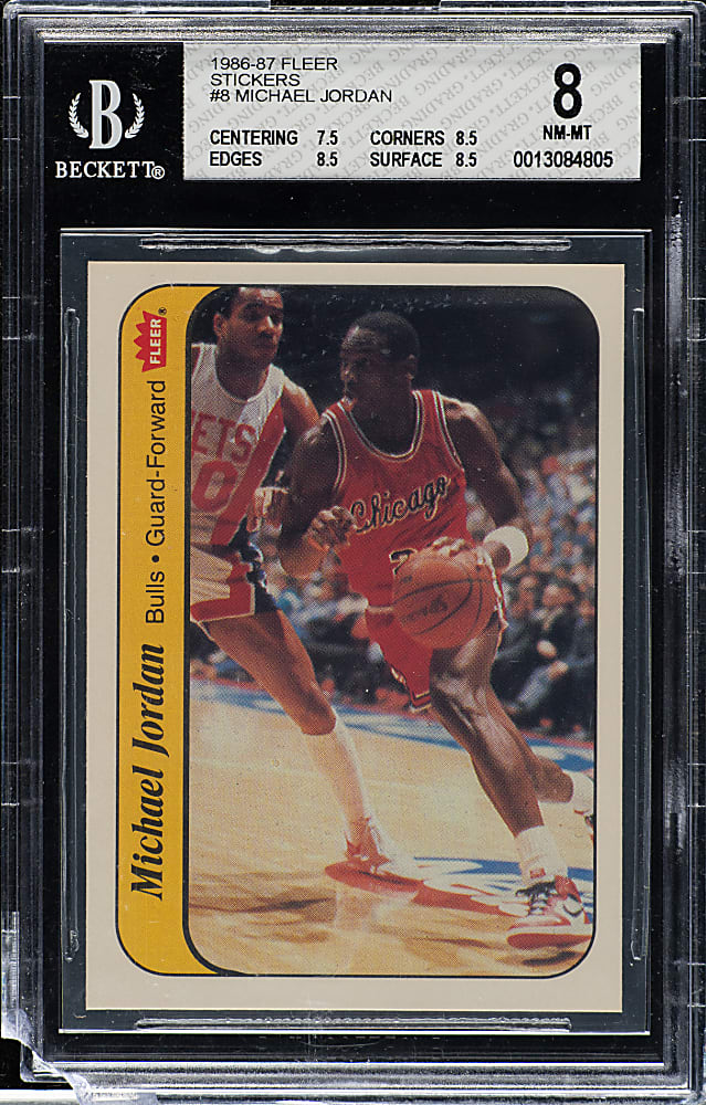 1986-1987 Fleer Basketball Sticker #8 Michael Jordan Rookie BGS NM-MT 8