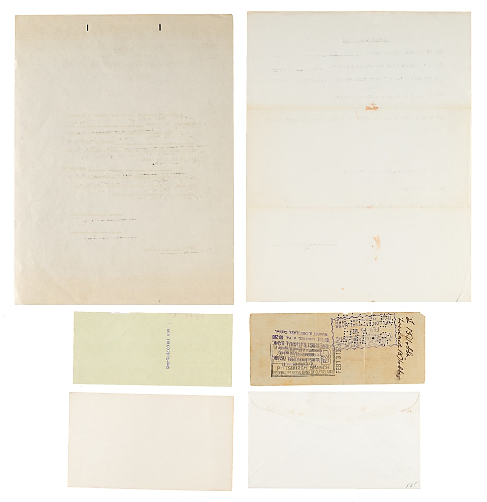 Hall of Fame and Stars Signed Contracts, Checks, and Index Cards Collection (59) Including Ashburn, Baker, Carey, and Lyons