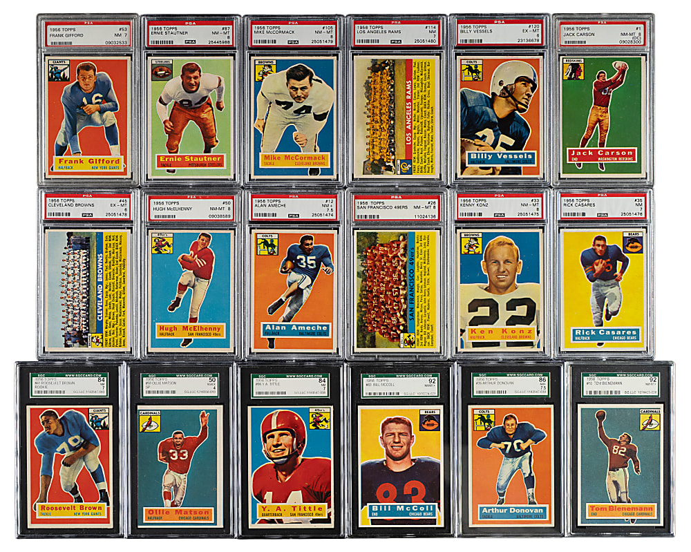 1956 Topps Football Complete Set (120) Including 22 PSA- and SGC-Graded Cards