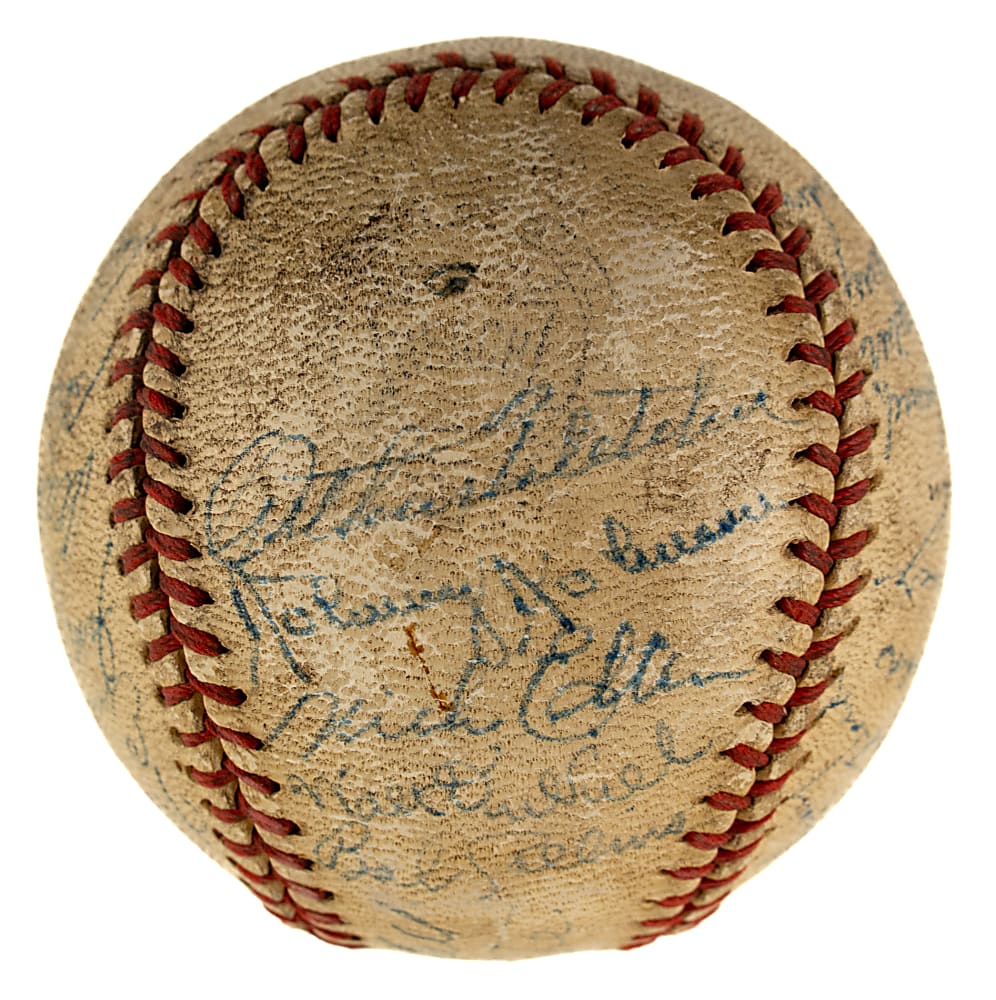 1944-1945 New York Yankees Team-Signed Baseball with Paul Waner