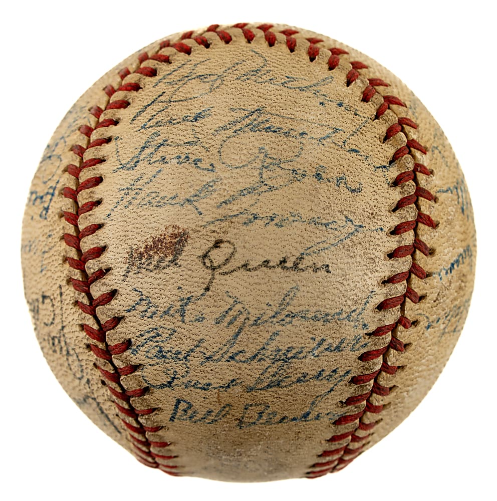 1944-1945 New York Yankees Team-Signed Baseball with Paul Waner