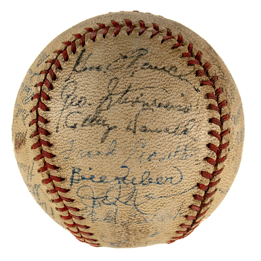 1944-1945 New York Yankees Team-Signed Baseball with Paul Waner