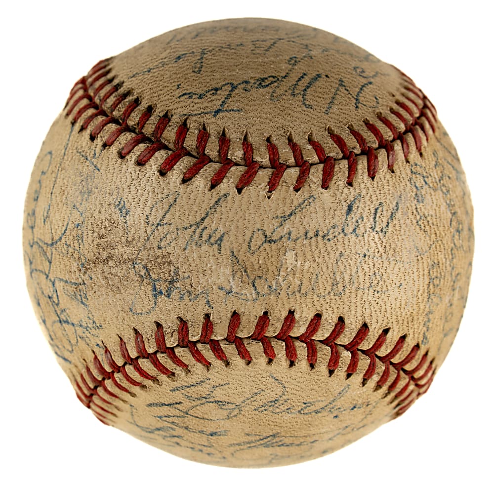 1944-1945 New York Yankees Team-Signed Baseball with Paul Waner