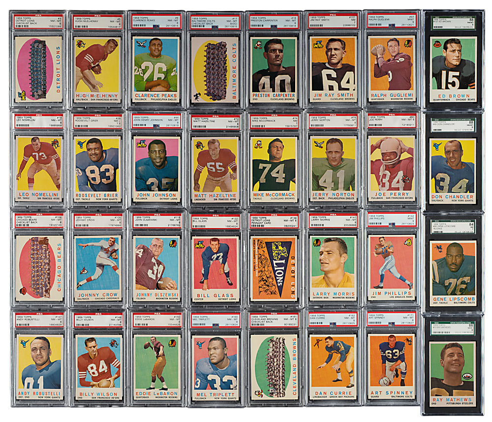High-Grade 1959 Topps Football Near-Complete Set (175/176) Including 36 PSA- and SGC-Graded Cards