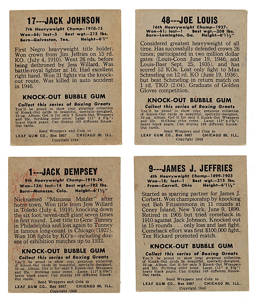 1948 Leaf Boxing Complete Set (49) - All Gray Backs!