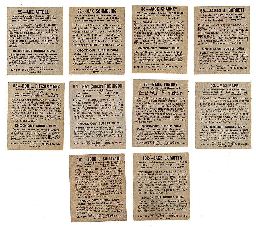 1948 Leaf Boxing Complete Set (49) - All Gray Backs!