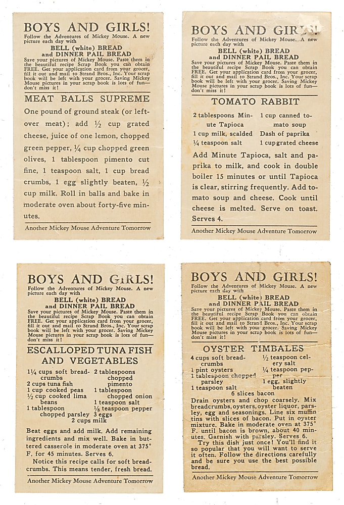 1936 D52 "Adventures of Mickey Mouse" Collection (75) Including Two Original Recipe Scrap Books