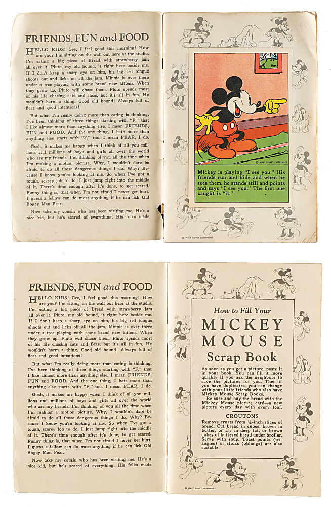 1936 D52 "Adventures of Mickey Mouse" Collection (75) Including Two Original Recipe Scrap Books
