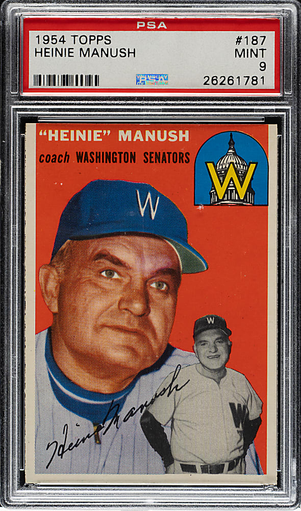 1954 Topps #187 Heinie Manush PSA MINT 9
