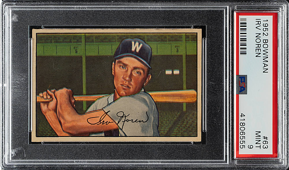 1952 Bowman #63 Irv Noren PSA MINT 9 - Highest Graded!