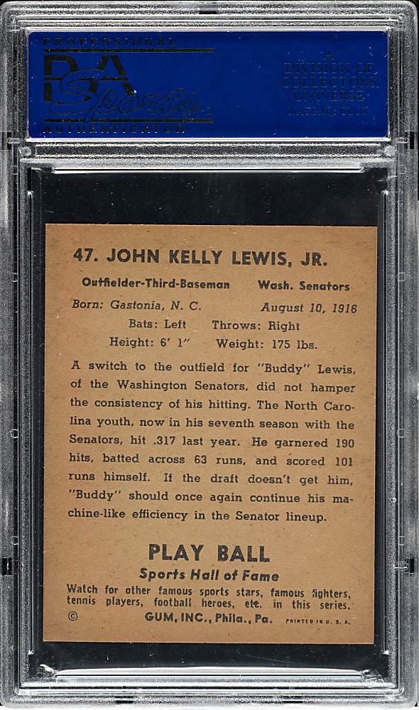 1941 Play Ball #47 Buddy Lewis PSA NM-MT 8
