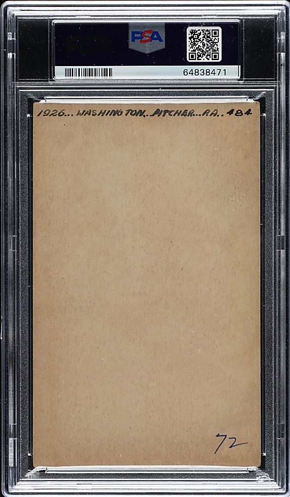 1926 Exhibits Walter Johnson PSA VG 3 (MK)