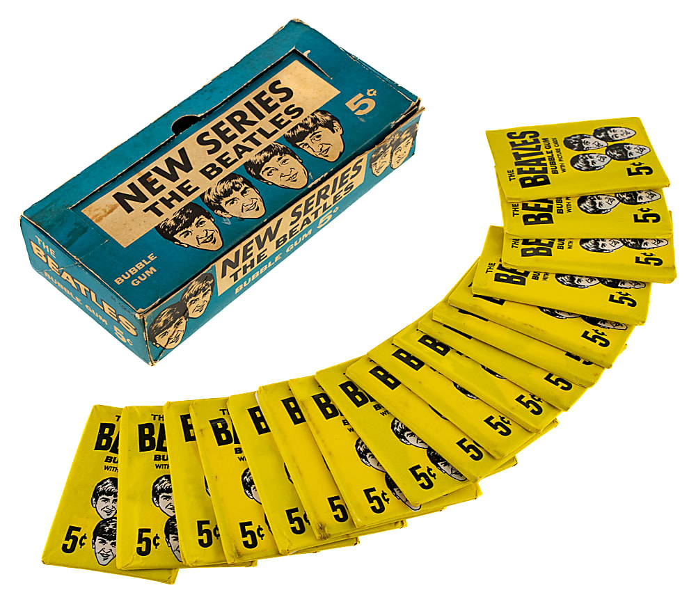 1964 O-Pee-Chee "Beatles - Black & White" Unopened Wax Pack Collection (17) Plus Original Display Box