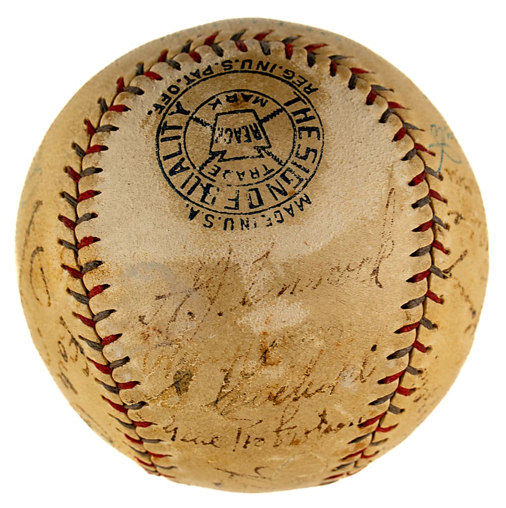 1928 New York Yankees World Champions Team-Signed Baseball with Babe Ruth and Lou Gehrig - JSA