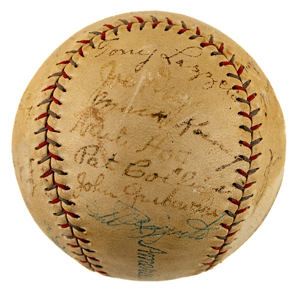 1928 New York Yankees World Champions Team-Signed Baseball with Babe Ruth and Lou Gehrig - JSA