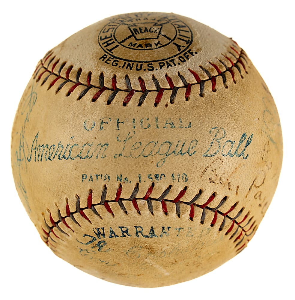 1928 New York Yankees World Champions Team-Signed Baseball with Babe Ruth and Lou Gehrig - JSA