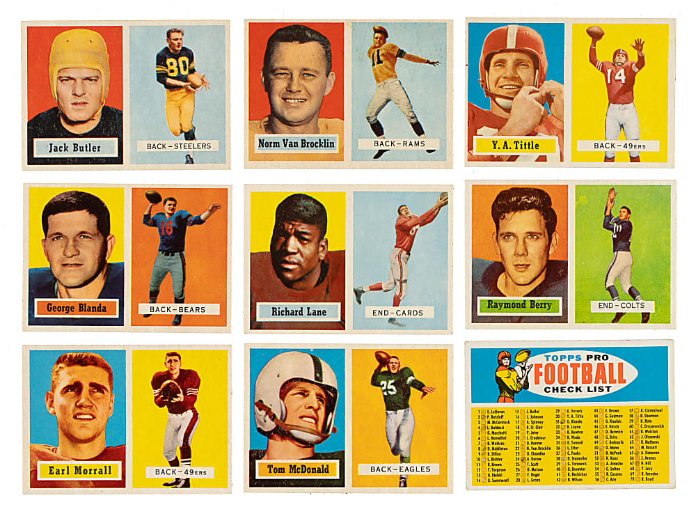 1957 Topps Football Complete Set (154) Including 14 PSA- and SGC-Graded Cards Plus Checklist