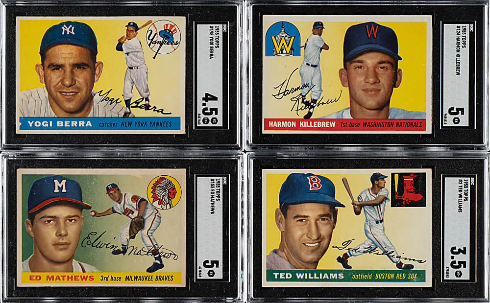 1955 Topps Partial Set (121/206) Including Ted Williams and Harmon Killebrew Rookie