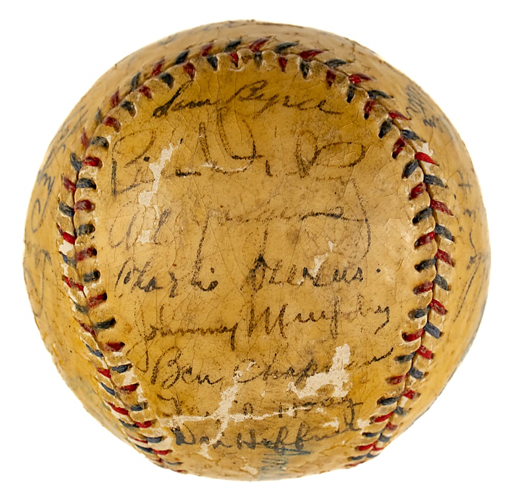 1934 New York Yankees Team-Signed Baseball with Babe Ruth and Lou Gehrig - JSA - Gehrig's Triple Crown Season!