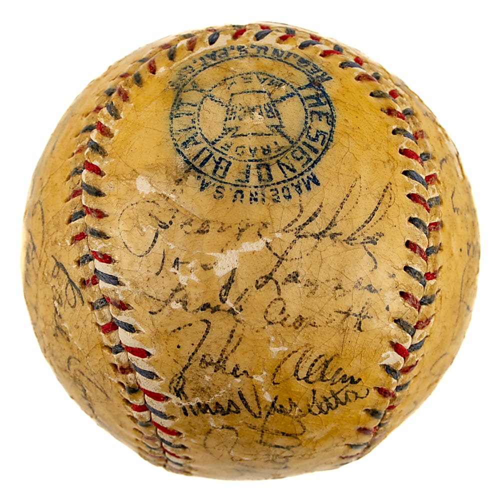 1934 New York Yankees Team-Signed Baseball with Babe Ruth and Lou Gehrig - JSA - Gehrig's Triple Crown Season!