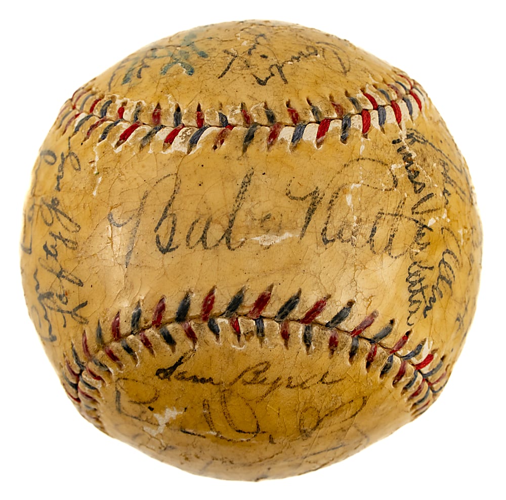1934 New York Yankees Team-Signed Baseball with Babe Ruth and Lou Gehrig - JSA - Gehrig's Triple Crown Season!