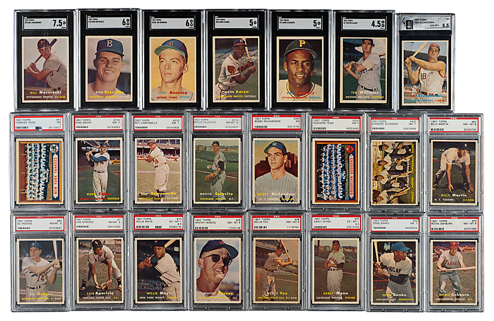 1957 Topps Near-Complete Set (405/407 Plus Lucky Penny Insert) Including 277 PSA- and SGC-Graded Cards