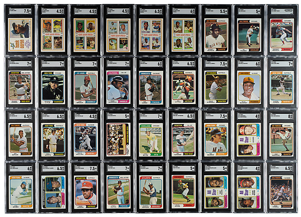 1974 Topps Complete Set (660) Plus Complete Traded Set (44) Including 48 PSA- and SGC-Graded Cards