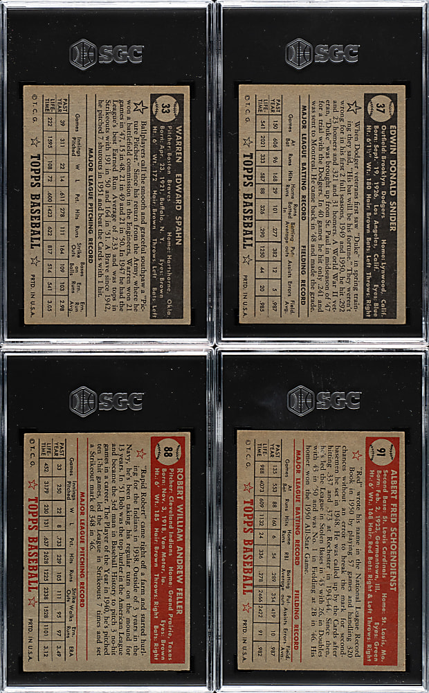 1952 Topps Low-Number Collection (128) Including Feller, Spahn, and Snider