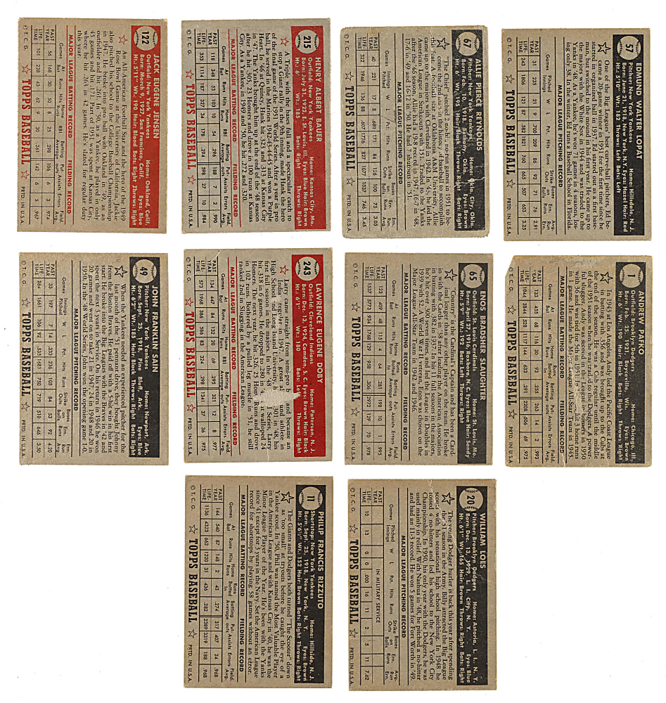 1952 Topps Low-Number Collection (128) Including Feller, Spahn, and Snider