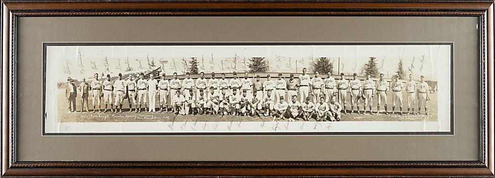 1940 Pittsburgh Pirates Spring Training Team Panoramic Photograph with Honus Wagner and the Waner Brothers