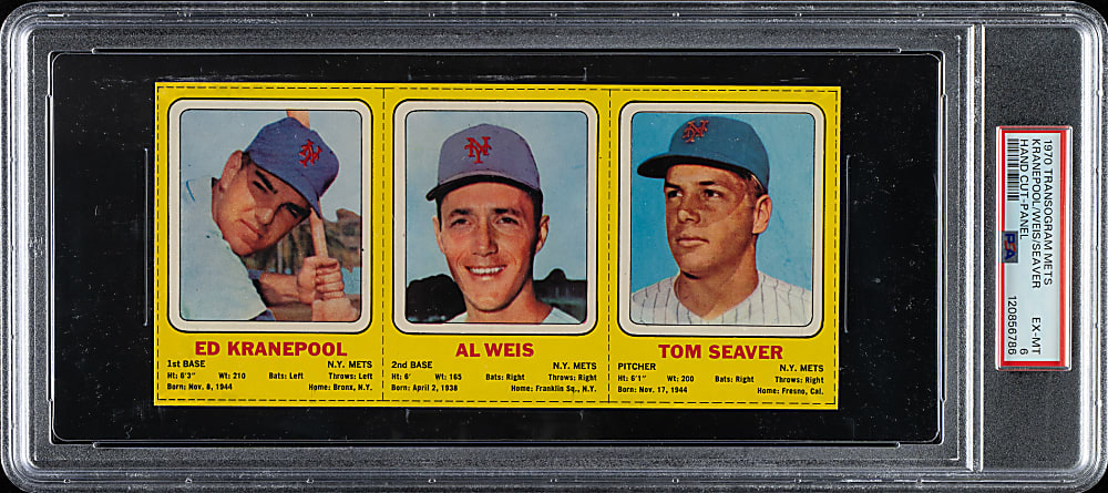 1970 Transogram "Amazin Mets" Panel Tom Seaver/Kranepool/Weis PSA EX-MT 6