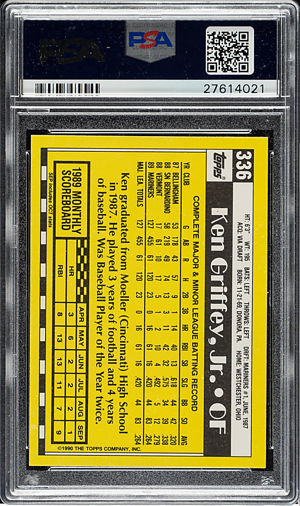 1990 Topps Tiffany #336 Ken Griffey Jr. PSA GEM MINT 10