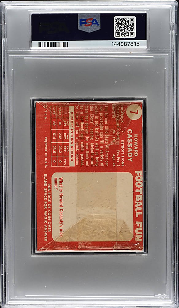 1958 Topps Football Unopened Cello Pack PSA EX-MT 6