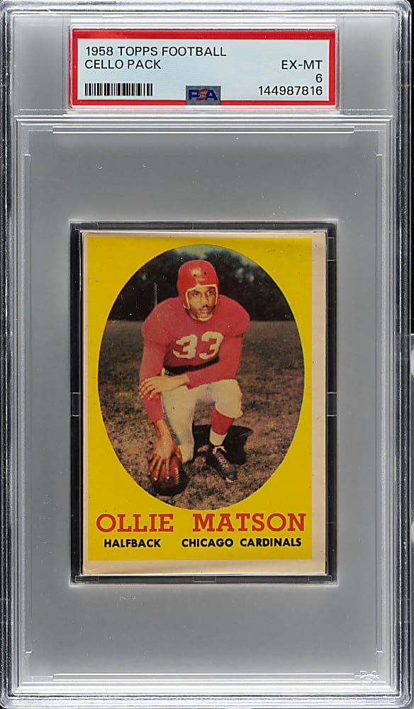 1958 Topps Football Unopened Cello Pack PSA EX-MT 6 - Ollie Matson on Top