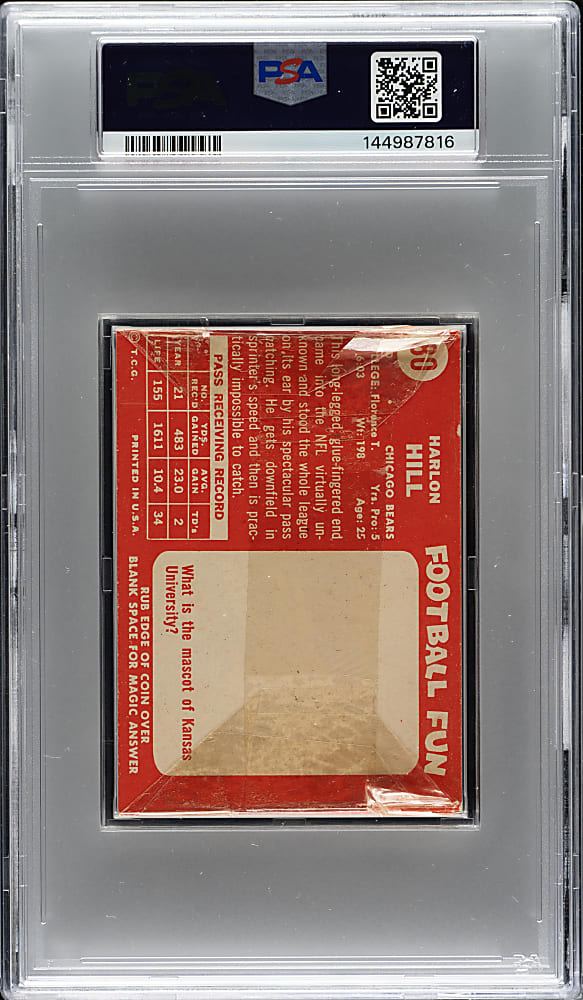 1958 Topps Football Unopened Cello Pack PSA EX-MT 6 - Ollie Matson on Top