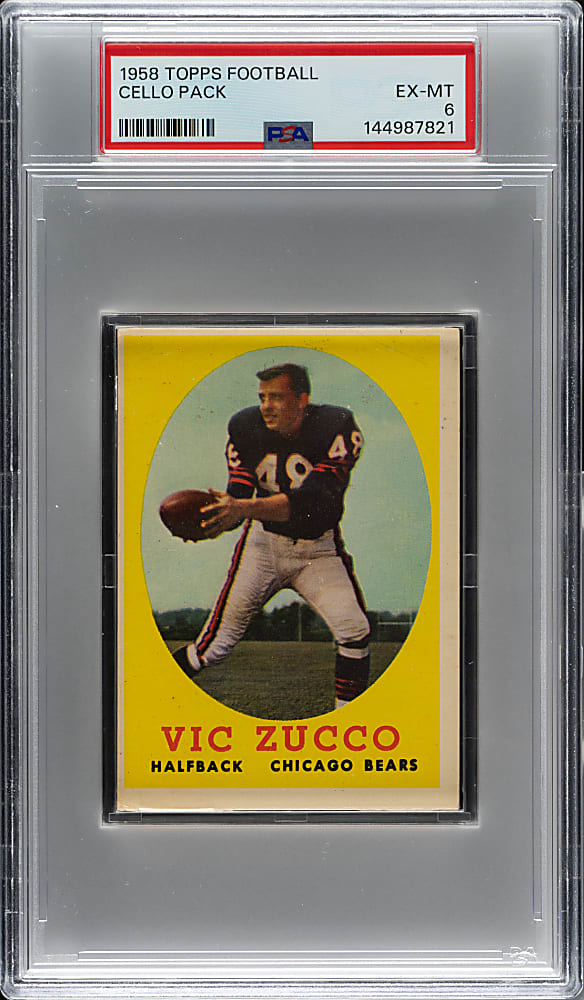 1958 Topps Football Unopened Cello Pack PSA EX-MT 6 - Yale Lary on Back