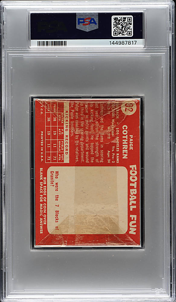 1958 Topps Football Unopened Cello Pack PSA EX 5