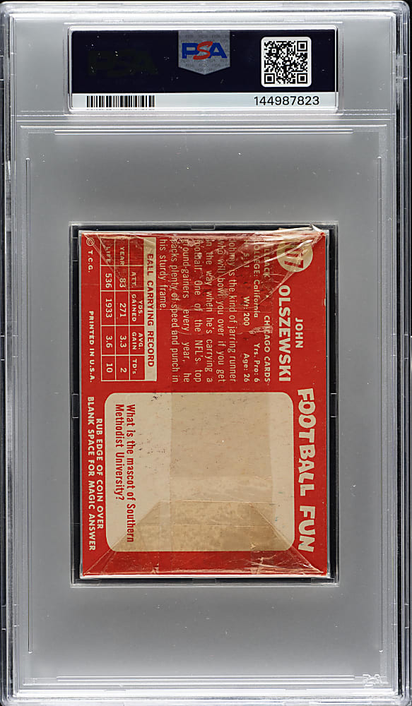 1958 Topps Football Unopened Cello Pack PSA EX 5 - Bobby Dillon on Top