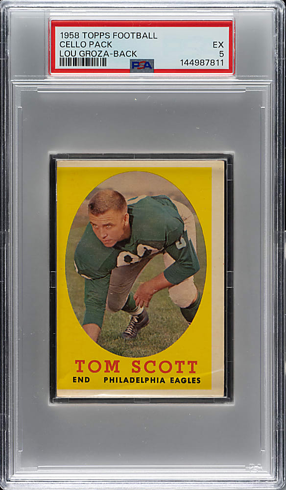 1958 Topps Football Unopened Cello Pack PSA EX 5 - Lou Groza on Back