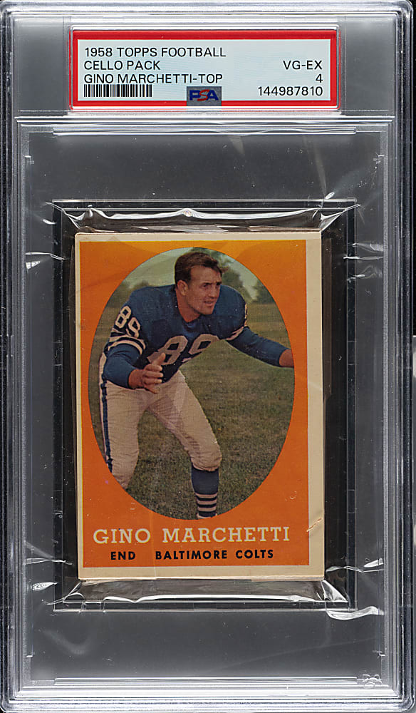 1958 Topps Football Unopened Cello Pack PSA VG-EX 4 - Gino Marchetti on Top