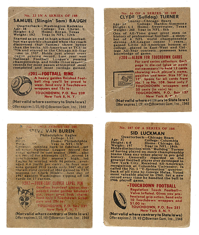 1948 Bowman Football Near-Complete Set (99/108)