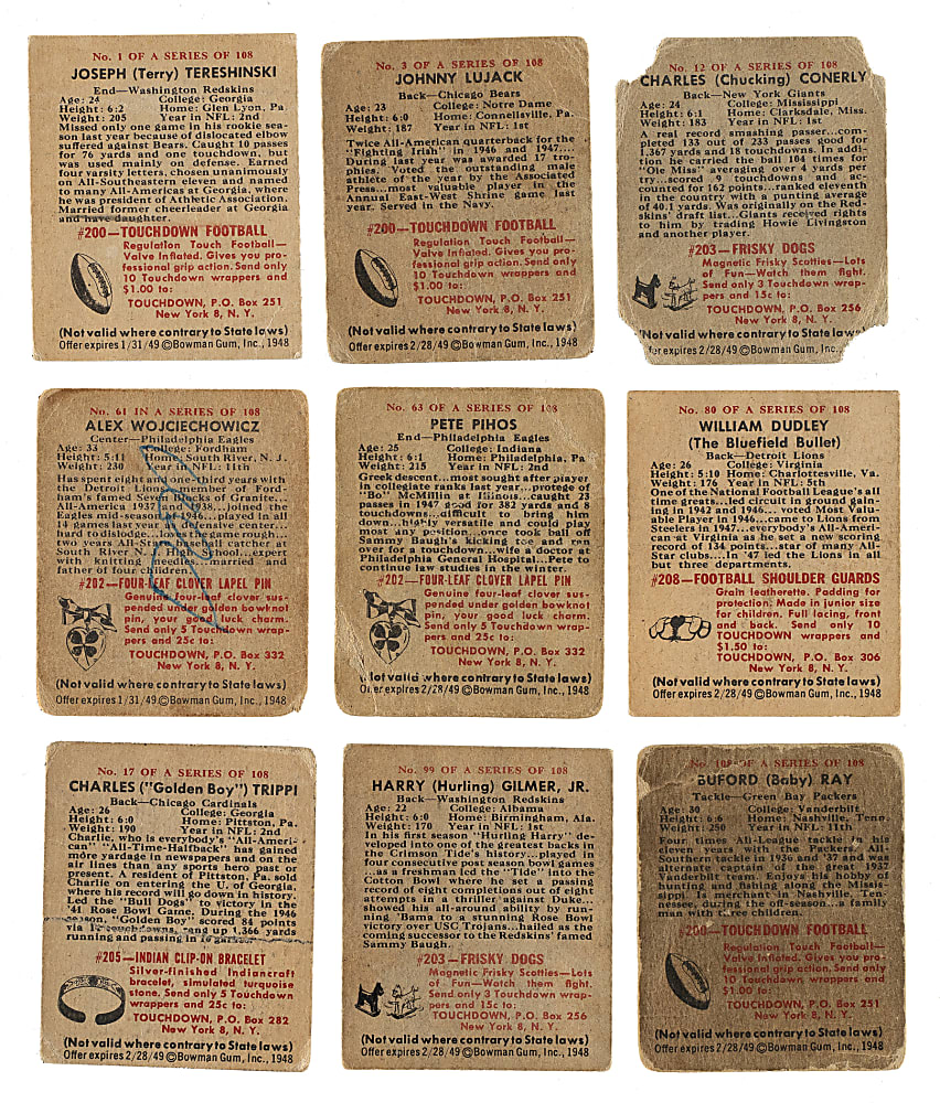 1948 Bowman Football Near-Complete Set (99/108)