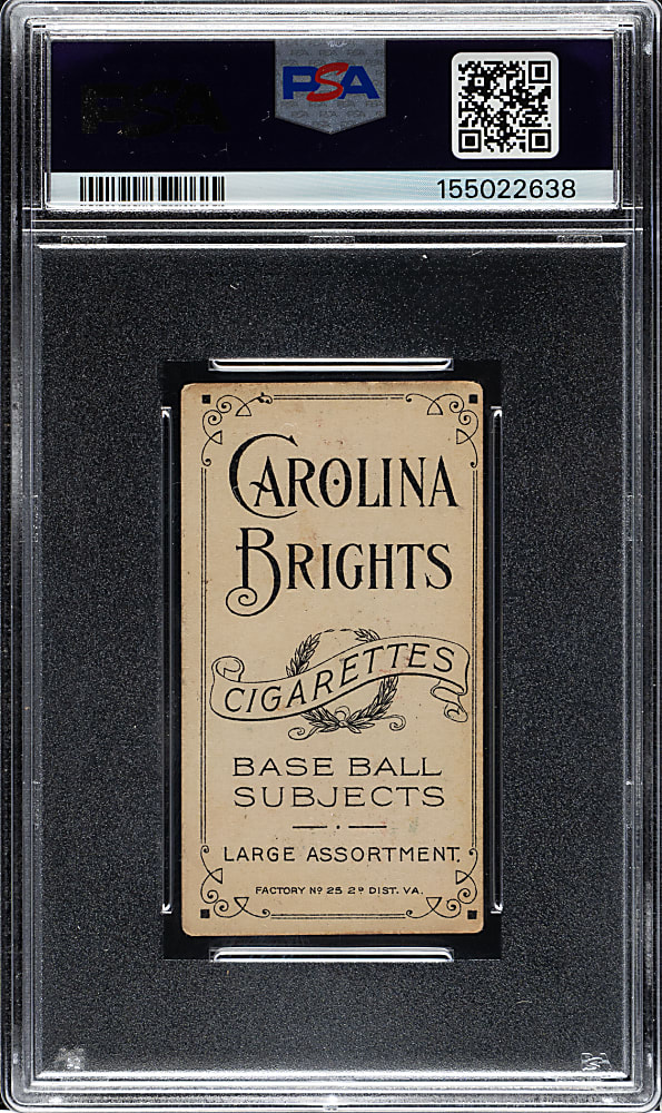 Newly Discovered 1909-1911 T206 White Border Christy Mathewson Dark Cap PSA GOOD+ 2.5 - Carolina Brights Back