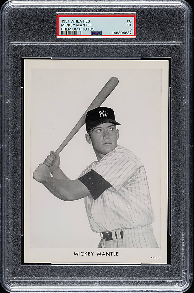 1951 Wheaties Premium Photos #G Mickey Mantle PSA EX 5