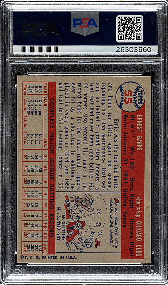 1957 Topps #55 Ernie Banks PSA MINT 9