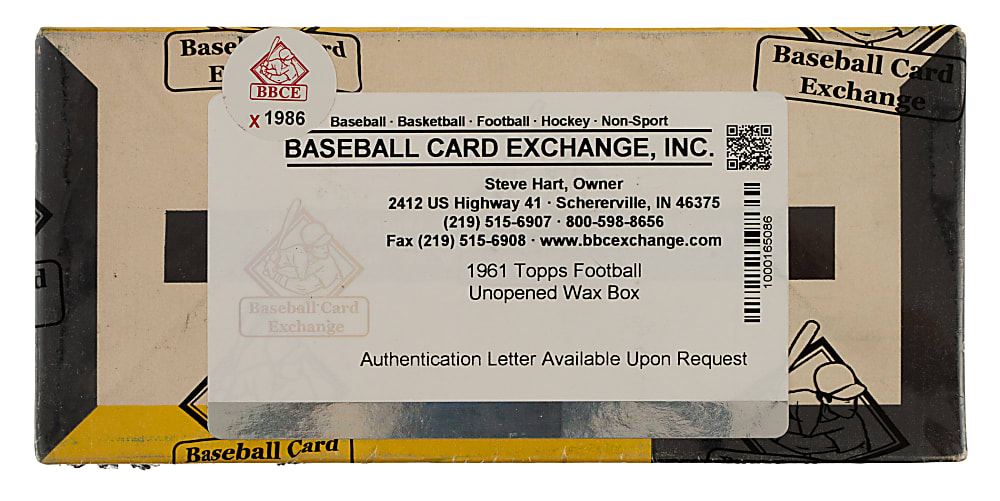 Extremely Rare 1961 Topps Football Unopened Wax Box (24 Packs) - BBCE - Newly Discovered!