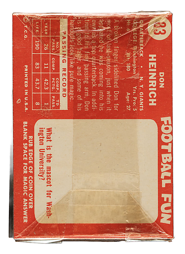 1958 Topps Football Unopened Cello Pack