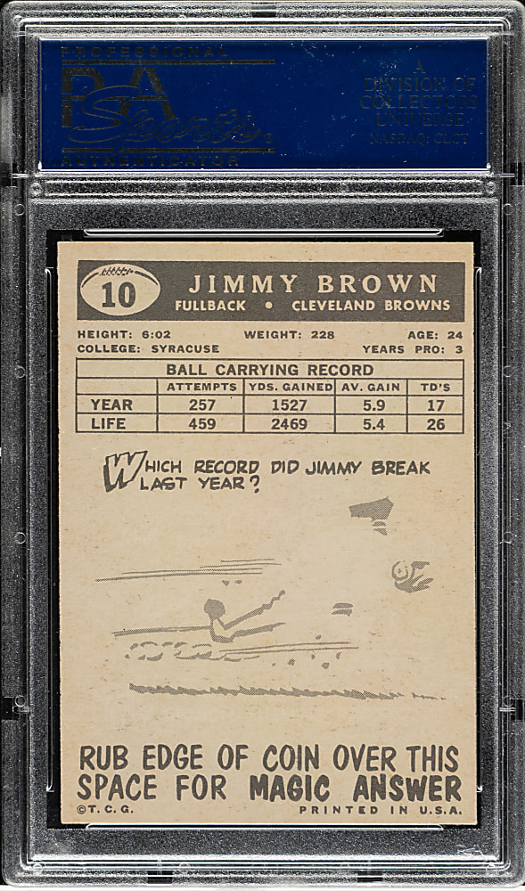 1959 Topps Football #10 Jim Brown PSA NM 7